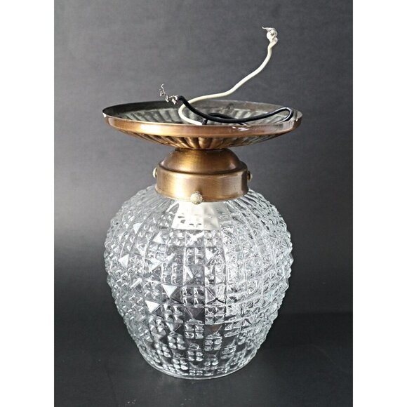 Other - Vintage MCM Ceiling light Clear Lamp Shade & Fixture